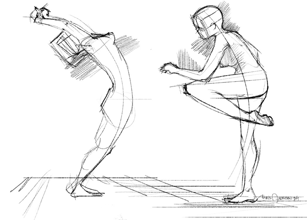  thinking more about the figures basic shapes,, and the figures motion.